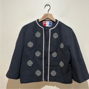 Lilli Ann Knit London Vintage Dark Grey Career Wear Sweater Jacket - Small